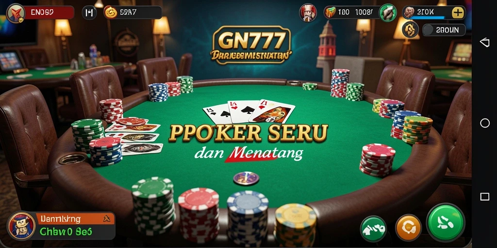Tampilan gameplay Poker seru di GN777 dengan peserta aktif.