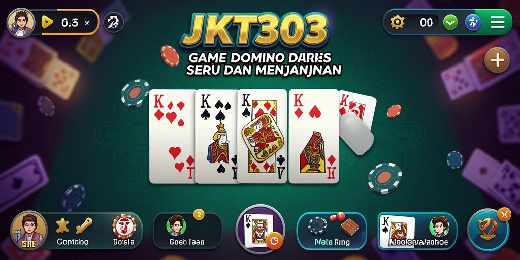Screenshot JKT303 menampilkan gameplay Domino yang seru dan interaktif.