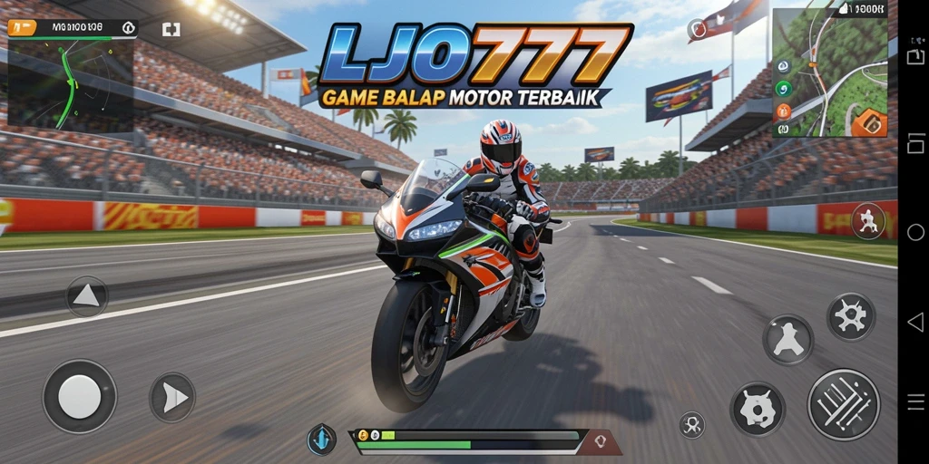 Gameplay LJO777 menampilkan aksi balapan motor yang mendebarkan.