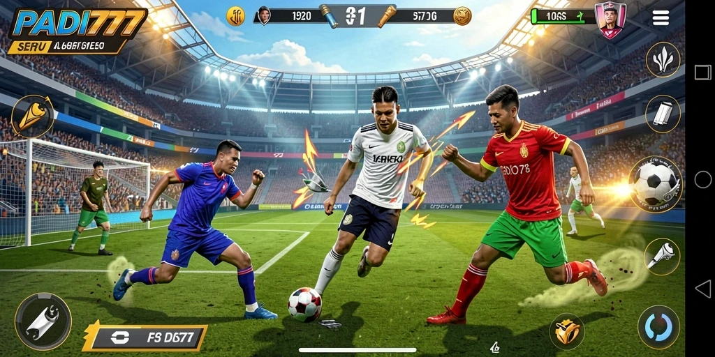 Tangkapan layar PADI777 menampilkan aksi seru dalam gameplay olahraga.