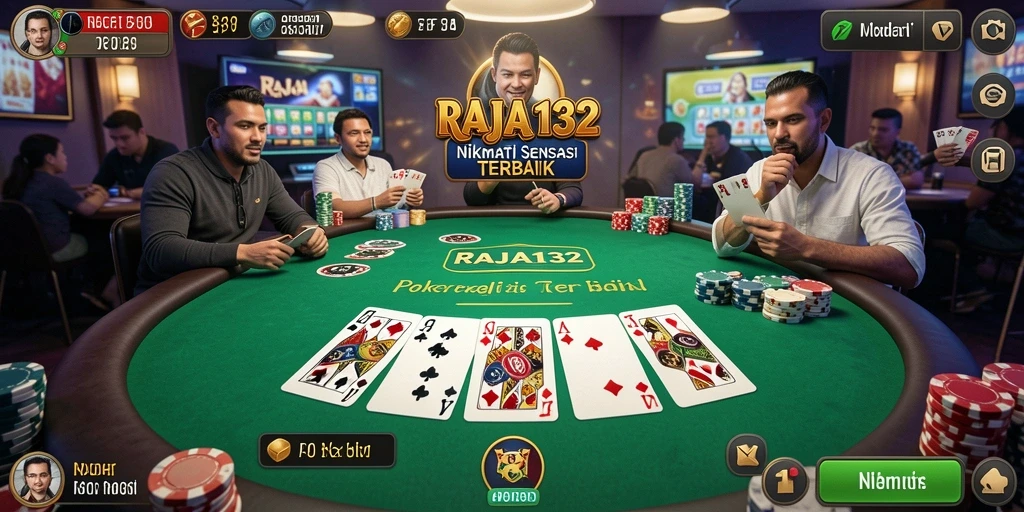 Tangkapan layar gameplay RAJA132 menampilkan permainan poker yang seru dan kompetitif.
